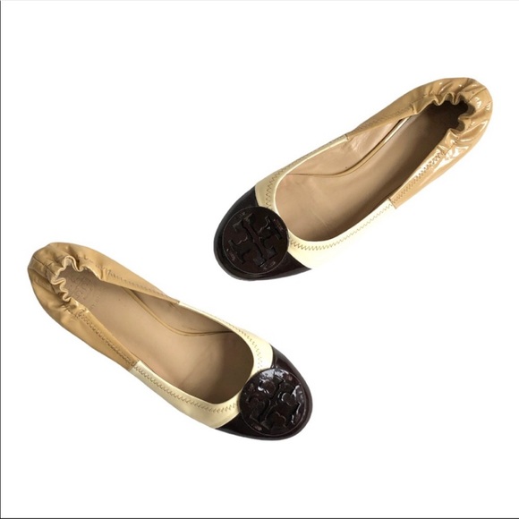 Tory Burch Reva Tri Color Patent Logo Flats - Picture 3 of 6
